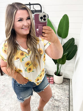 Dolman Sleeve Sunflower Floral Top