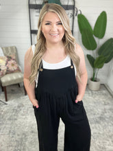 Load image into Gallery viewer, Shirring Detail Overalls In Black
