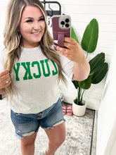 Load image into Gallery viewer, Lucky Graphic Knit Top In Heathered Grey