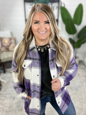 Norah Plaid Shacket in Purple Mix