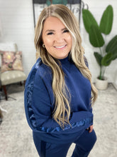 Load image into Gallery viewer, Lysa Satin Stripe Pullover in Smoky Navy