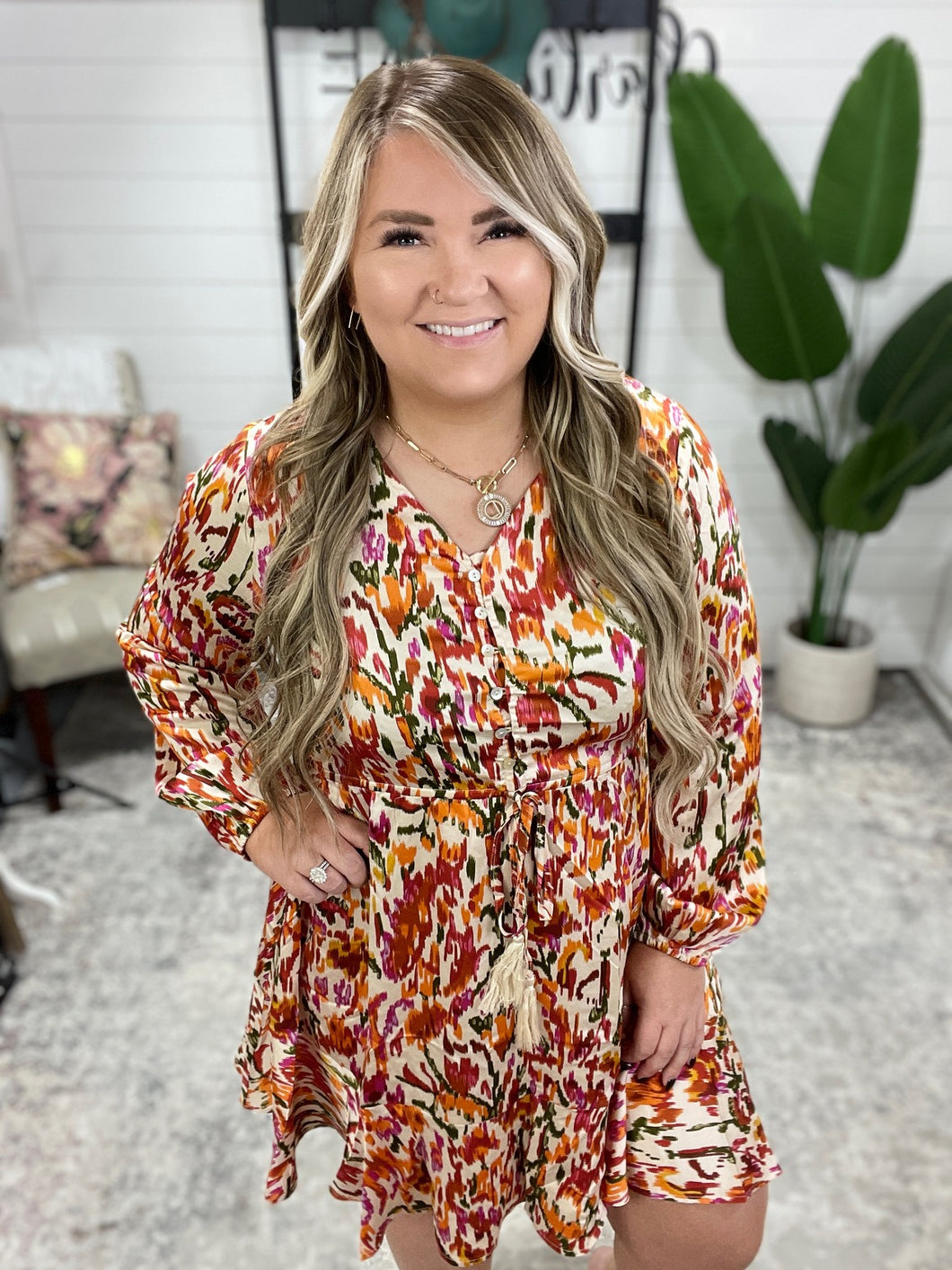 Once Upon a Dream V-Neck Balloon Sleeve Dress