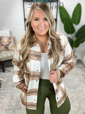 Norah Plaid Shacket in Neutral Tones