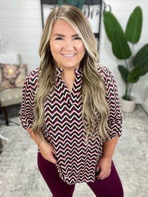 Lizzy Top in Magenta and Black Chevron