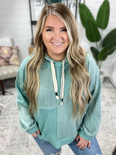 Load image into Gallery viewer, Balloon Sleeve Cut Sew Sweater Knit Top in Jade Green