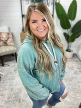 Load image into Gallery viewer, Balloon Sleeve Cut Sew Sweater Knit Top in Jade Green