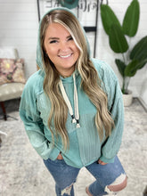 Load image into Gallery viewer, Balloon Sleeve Cut Sew Sweater Knit Top in Jade Green