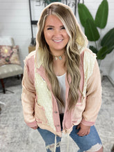 Load image into Gallery viewer, Cut Sew Multi Fabric Hooded Button Down Shacket in Rose Pink