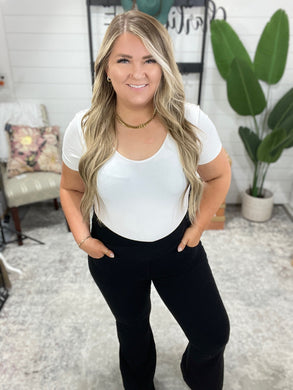 Building Habits Twill Flared Crossover Waist Pant in Black