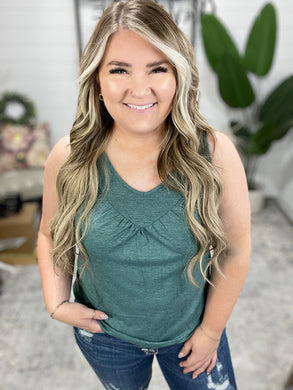 Not So Anxious V-Neck Tank in Mist