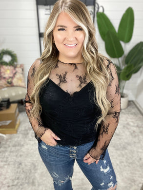 Never Sorry Lace Layering Top in Black