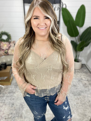 Never Sorry Lace Layering Top in Wheat