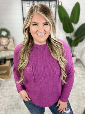 Casual Tuesday Ribbed Knit Sweater in Light Plum