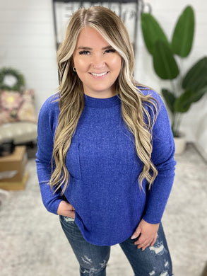 Casual Tuesday Ribbed Knit Sweater in Bright Blue