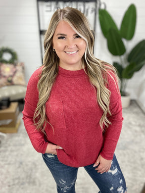 Casual Tuesday Ribbed Knit Sweater in Dark Red