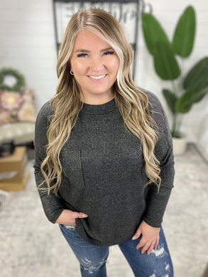 Casual Tuesday Ribbed Knit Sweater in Black