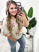 Load image into Gallery viewer, Double Ruffle Blouse In Apricot Spring Florals