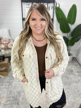 Load image into Gallery viewer, Check Check Cream Fuzzy Snap Button Shacket