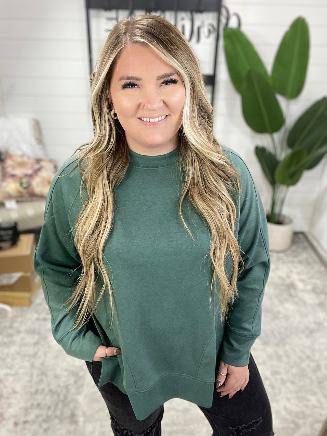 Relaxed Scuba Pullover in Dark Forest