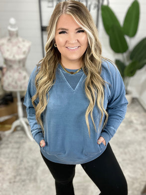 Hands Down Favorite Sweatshirt in Dusty Blue