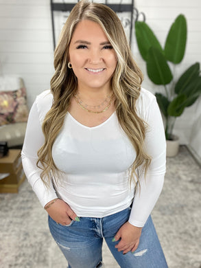 Bring in the Basics Seamless Reversible V-Neck in White