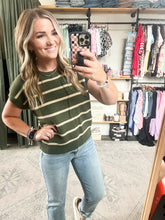 Load image into Gallery viewer, Striped Sweater Top - Olive and Tan