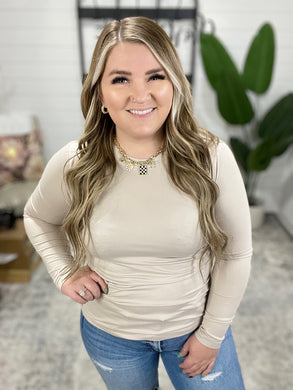 Basically Perfect Brushed Microfiber Tee in Sand Beige