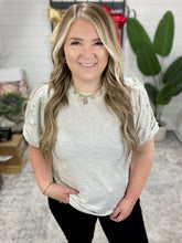 Load image into Gallery viewer, Diamonds and Pearls Puff Sleeve Top in Light Grey