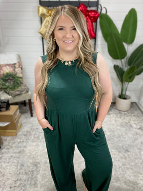Hilary Wide Leg Jumpsuit in Green