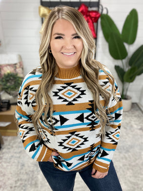 Desert Vibes Geometric Striped Sweater