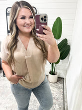 Load image into Gallery viewer, Pleat Front V-Neck Top in Taupe