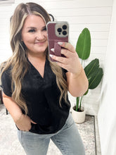 Load image into Gallery viewer, Pleat Front V-Neck Top in Black