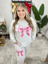 Load image into Gallery viewer, Coquette Faux Pink Glitter Bow Sweat Set (See Options)