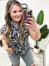 Load image into Gallery viewer, Lizzy Cap Sleeve Top in Navy Floral
