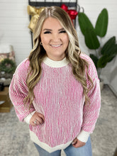 Load image into Gallery viewer, Least High Maintenance Contrast Trim Sweater in Pink