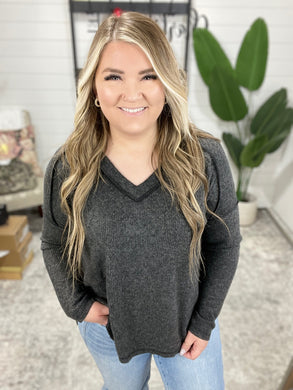 Basically Freezing Brushed Hacci Top in Black