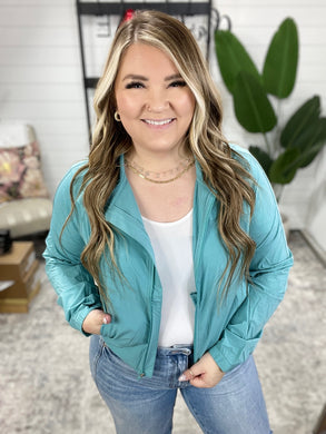 Fit Happens Nylon Tennis Jacket in Tidal Wave