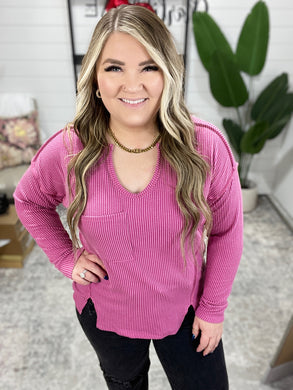 Kinda Sorta Ribbed Top in Magenta