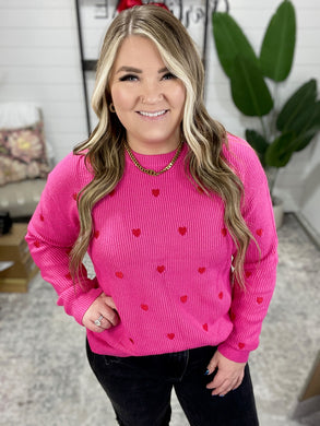 Heart Embroidered Crewneck Sweater
