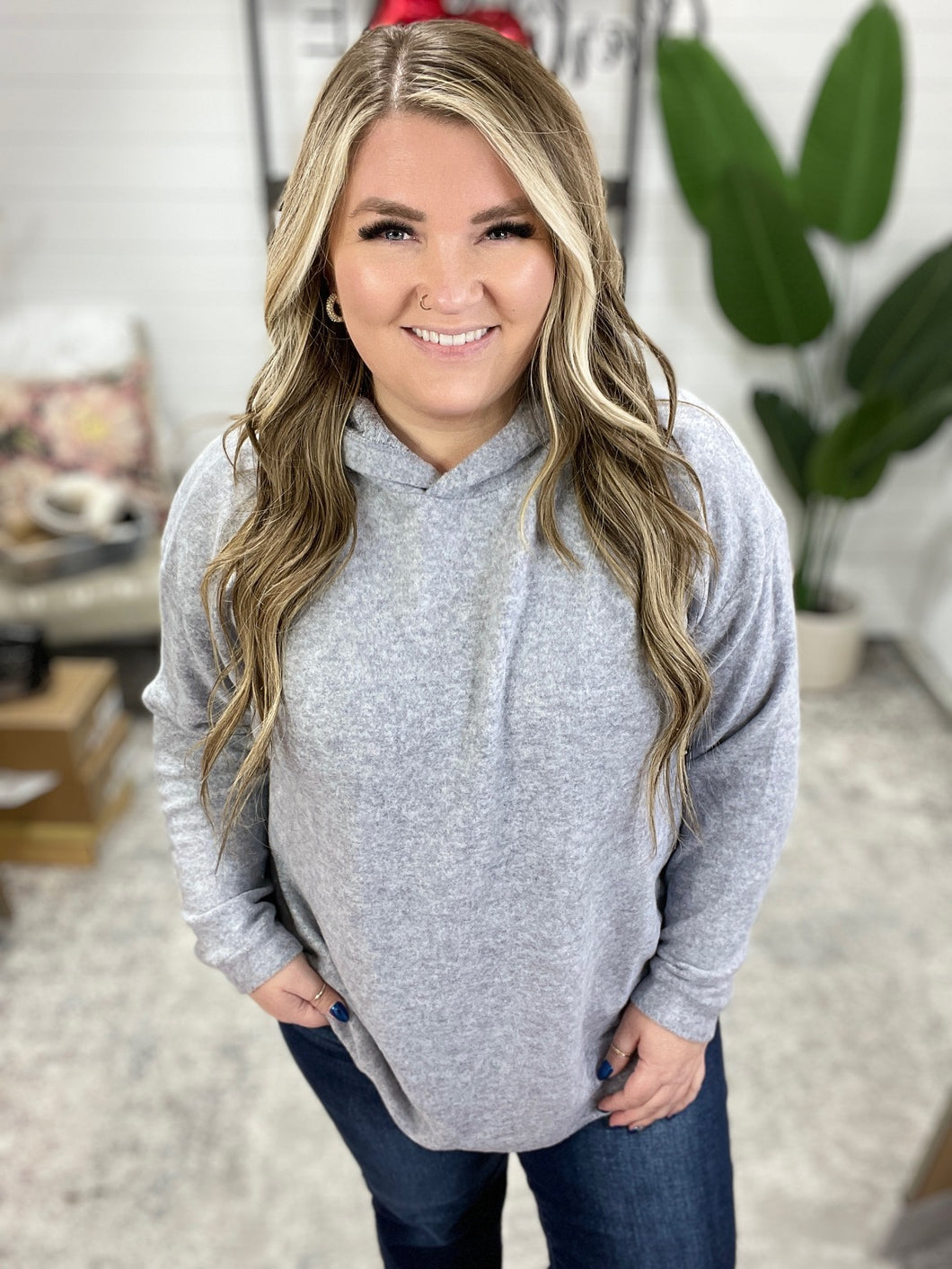 My Favorite Hooded Pullover in Heather Grey