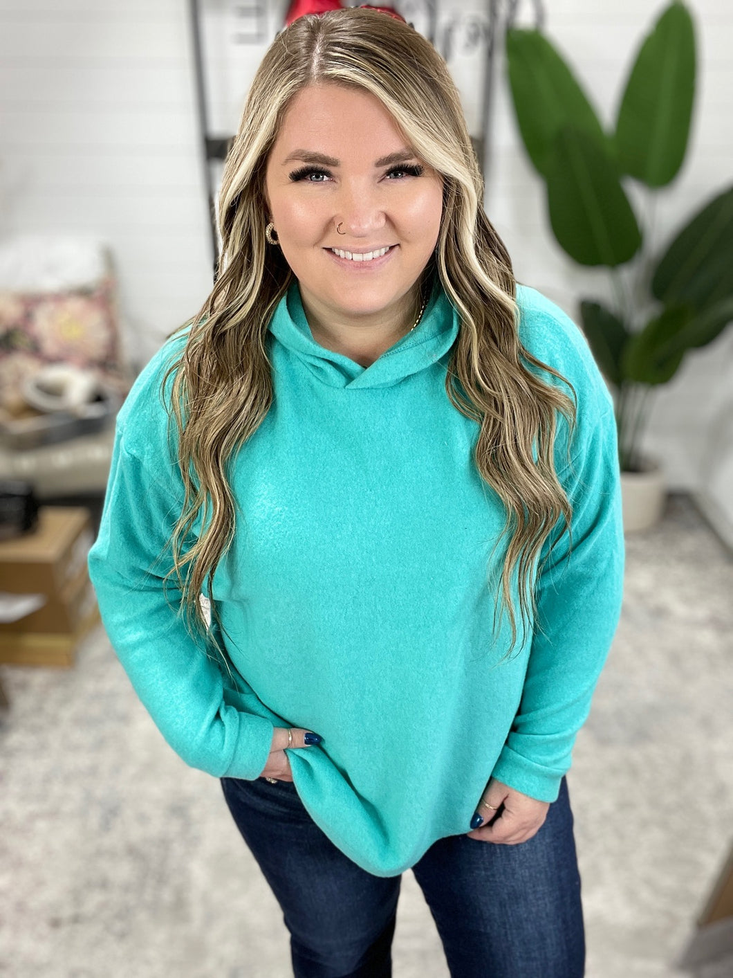 My Favorite Hooded Pullover in Turquoise