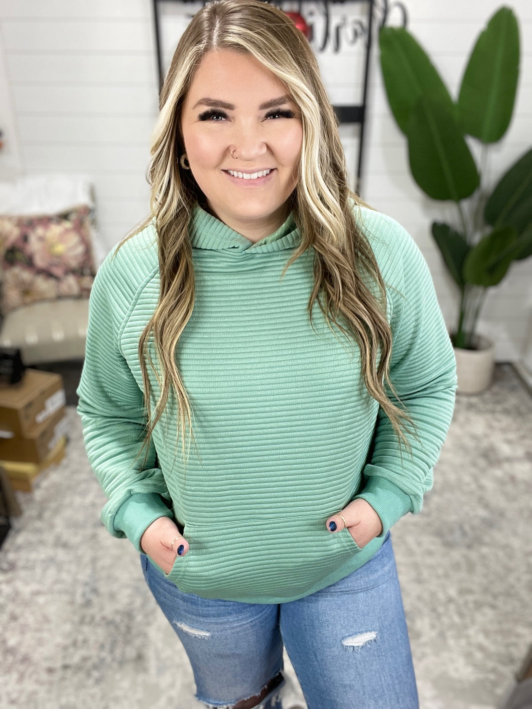 Crosswalk Textured Hoodie in Green