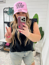 Load image into Gallery viewer, Gauze Keyhole Neckline Flutter Sleeve Blouse in Black