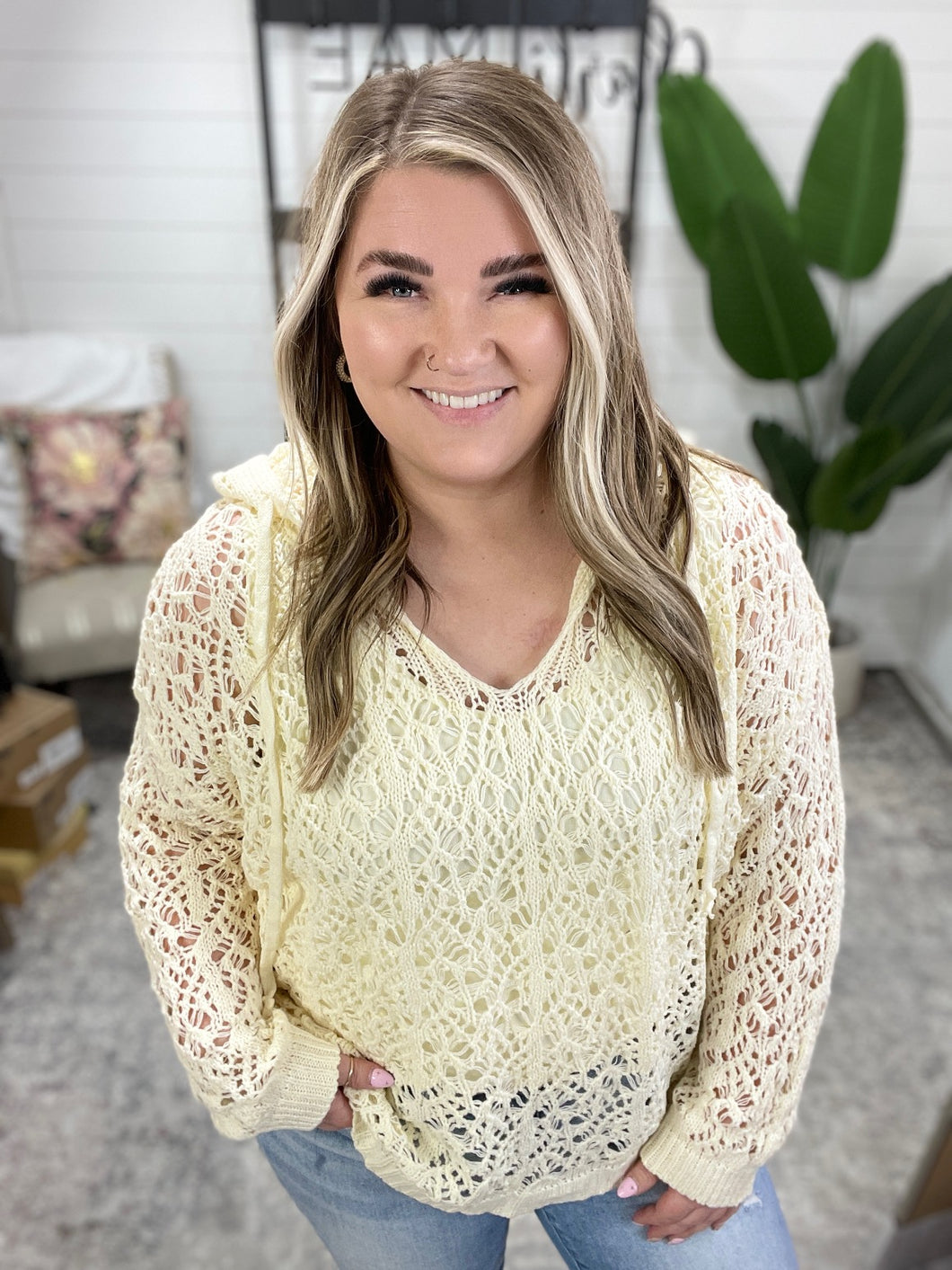 Bohemian Breeze Hooded Layering Top in Natural