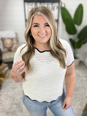 Pinkies Up Knit Top in White