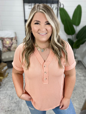 Plain and Sassy V-Neck Tee in Champagne Peach