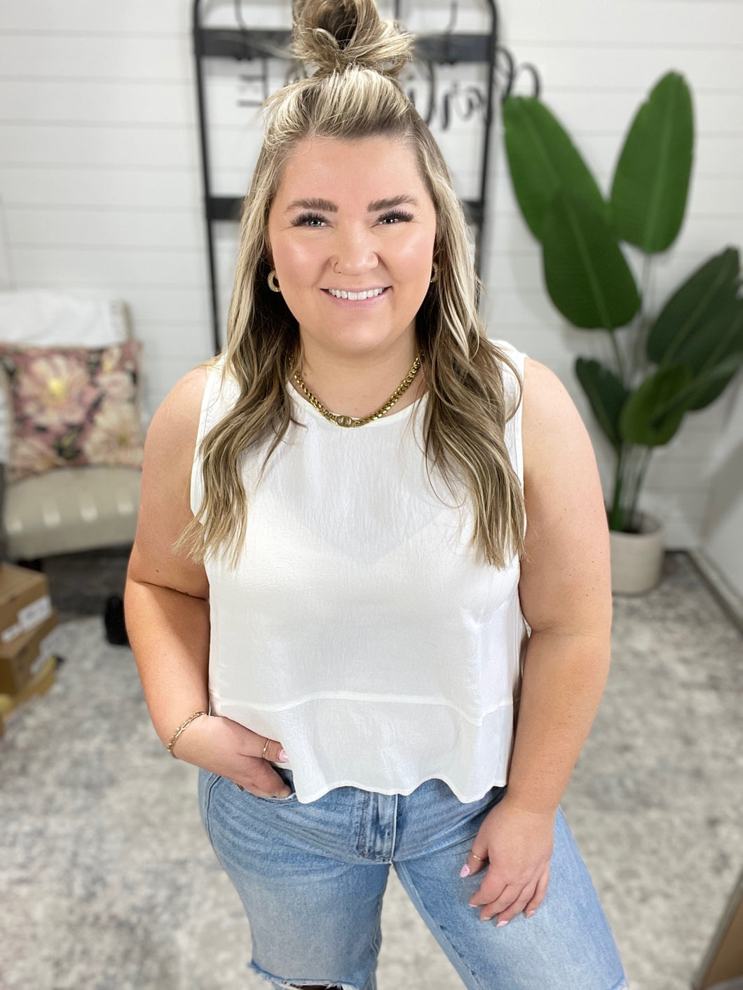 Keep it Cool or Crash Out Tank in Off White