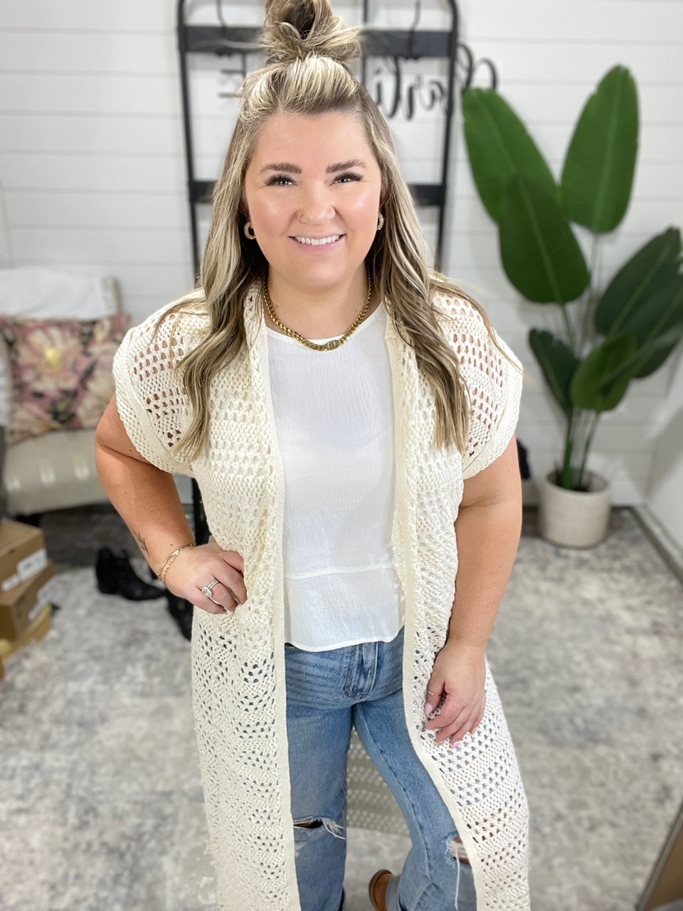 Need the Air Flow Open Front Cardigan in Ivory