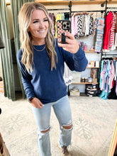 Load image into Gallery viewer, Corrine Ribbed Pullover Top - Navy