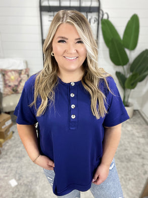 In the Rotation Exposed Seam Tee in Navy